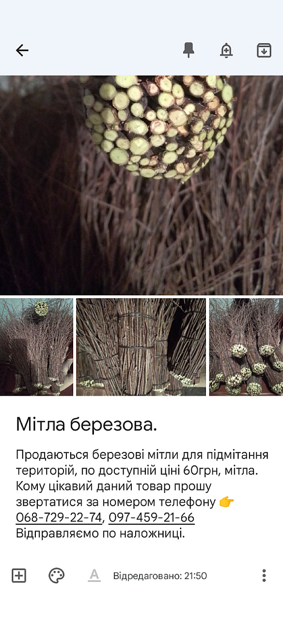 Продам садовий інвентар Мітла березова (хозяйка) в Таращі за 60 грн на we.ua