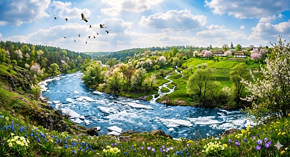 ВЕСНЯНКΑБурхливая річка Вже кригу ламає; Весела веснянка Далеко лунає. Сніги розтопились, Злилися струмками; Земля моло... - Наталя Шпирковська on we.ua