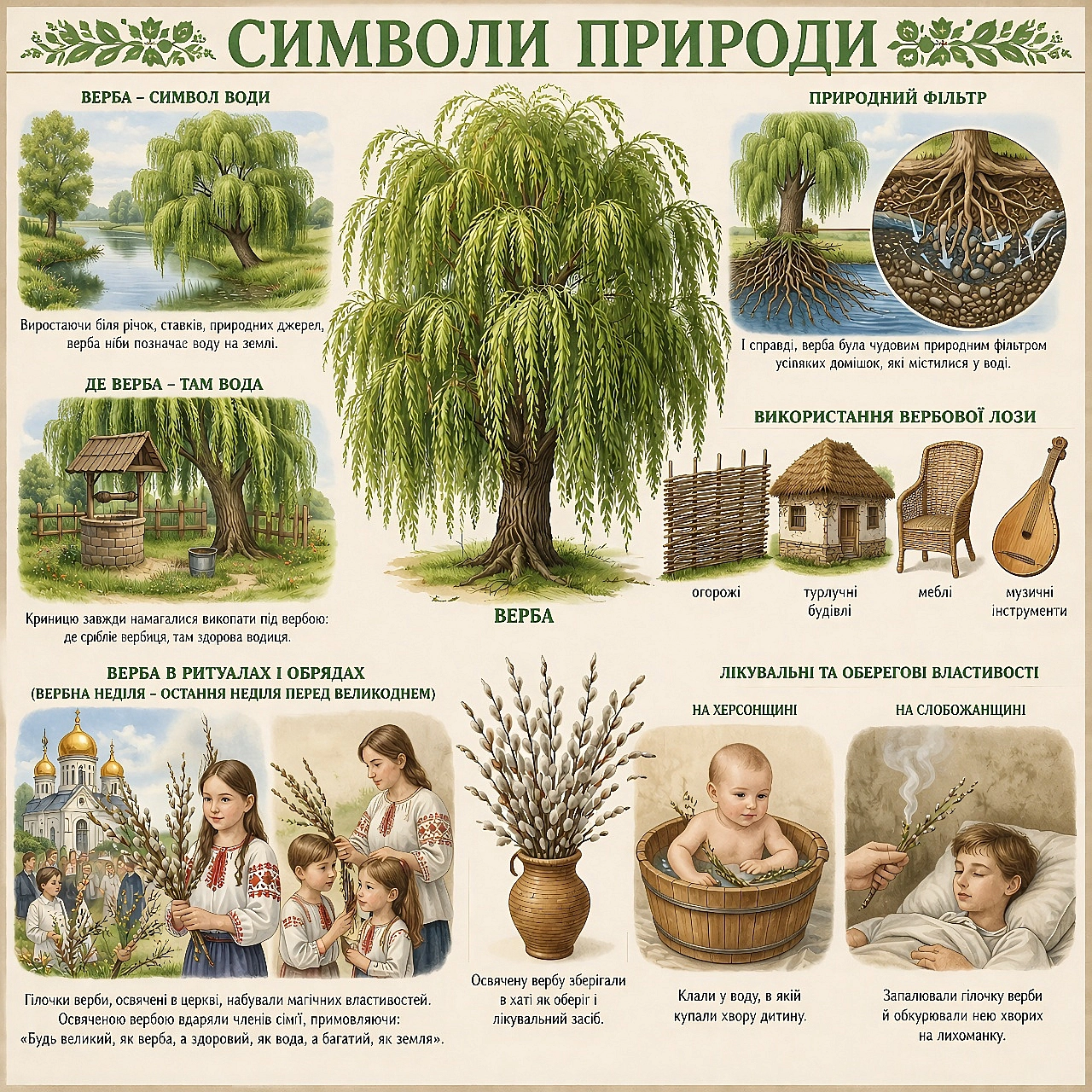 СИМВОЛИ ПРИРОДИВиростаючи біля річок, ставків, природних джерел, верба ніби позначає воду на землі. Криницю завжди намагалися ... - Наталя Шпирковська on we.ua