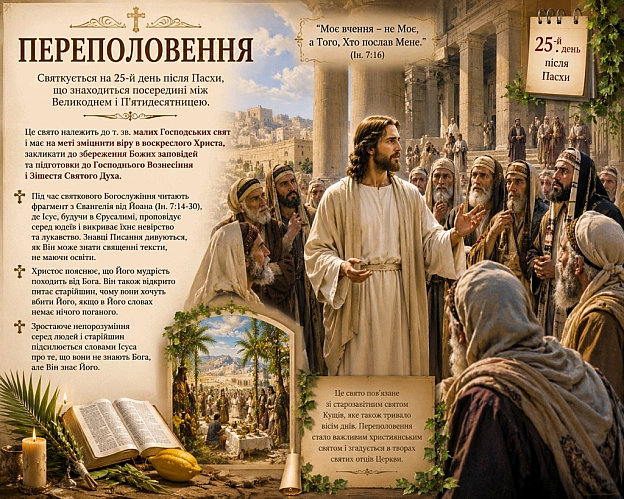 ПЕРЕПОЛОВЕННЯ Святкується на 25-й день після Пасхи, що знаходиться посередині між Великоднем і П'ятидесятницею. Це свято на ле... - on we.ua