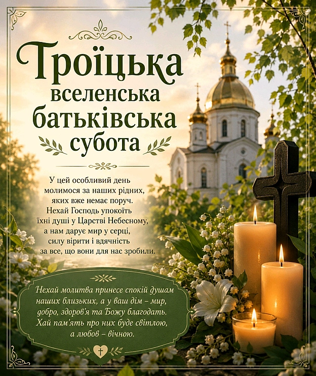 ТРОЇЦЬКА БАТЬКІВСЬКА ПОМИНАЛЬНА СУБОТА Увечері п'ятниці відправляється спеціальна служба - парастас, що в перекладі з грецької... - Наталя Шпирковська on we.ua