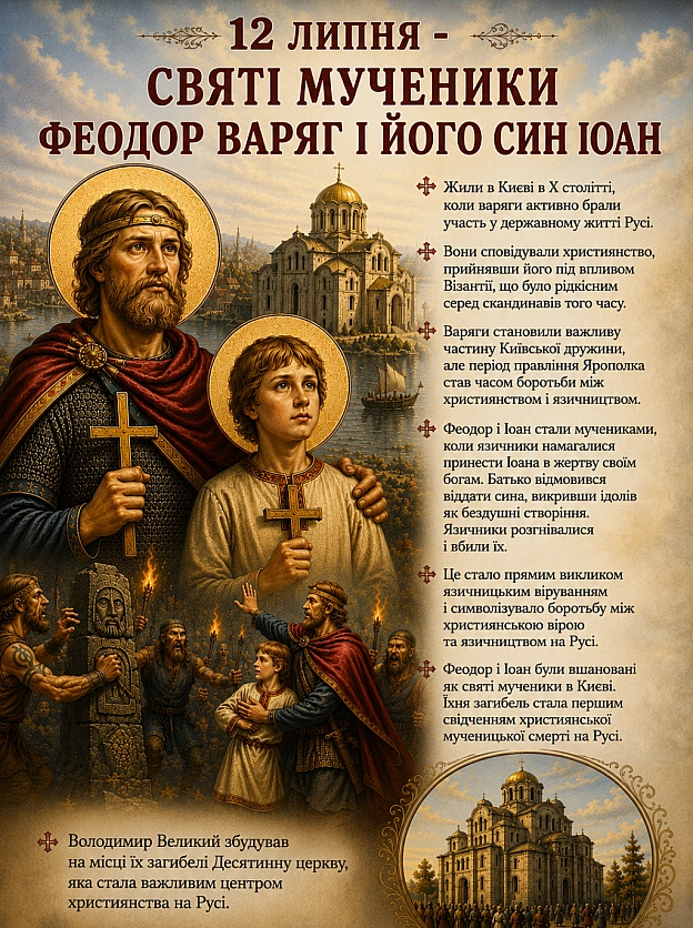 СВЯТІ МУЧЕНИКИ ФЕОДОР ВАРЯГ І ЙОГО СИН ІОАН Жили в Києві в Х столітті, коли варяги активно брали участь у державному житті Рус... - Наталія Шпирковська on we.ua