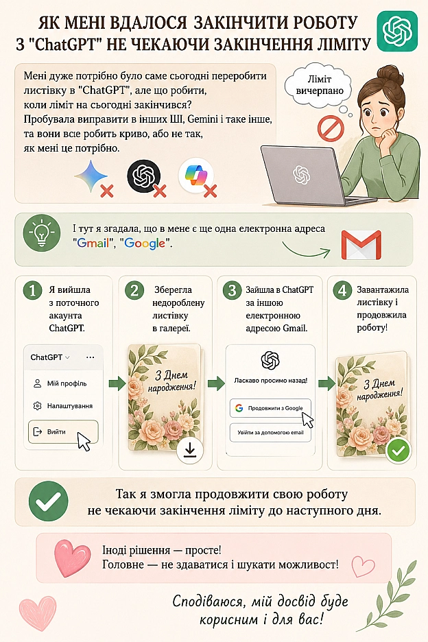 ЯК МЕНІ ВДАЛОСЯ ЗАКІНЧИТИ РОБОТУ З ″ChatGPT″ НЕ ЧЕКАЮЧИ ЗАКІНЧЕННЯ ЛІМІТУ - на we.ua