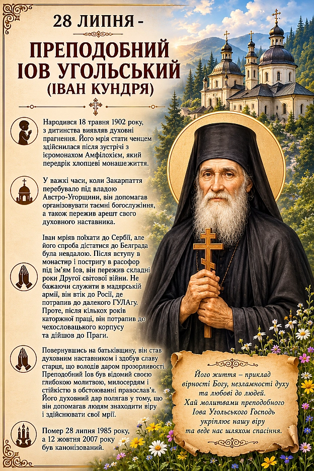ПРЕПОДОБНИЙ ІОВ УГОЛЬСЬКИЙ (ІВАН КУНДРЯ) - на we.ua